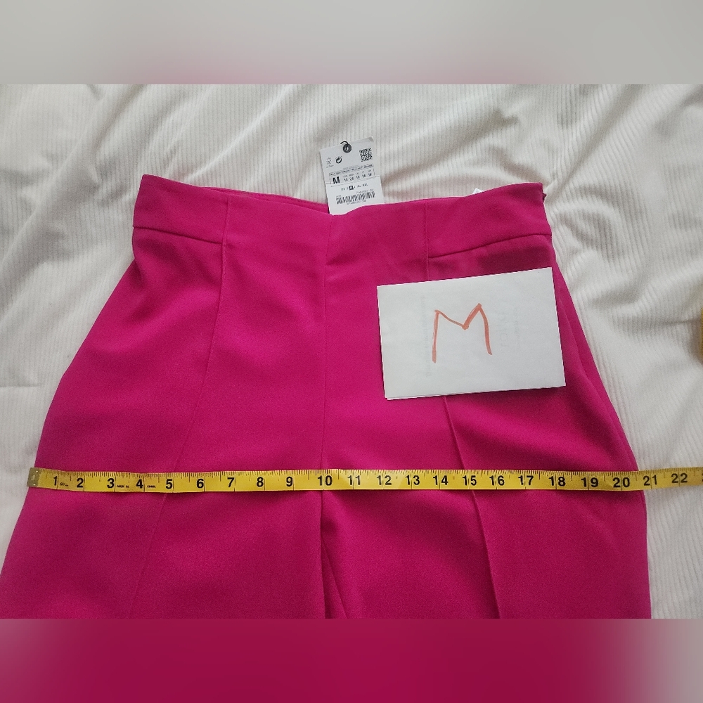 ZARA Zw co-ord set Tuxedo Collar Blazer Belted + Pants neon Fuschia Sz M BNWT - Picture 9 of 15